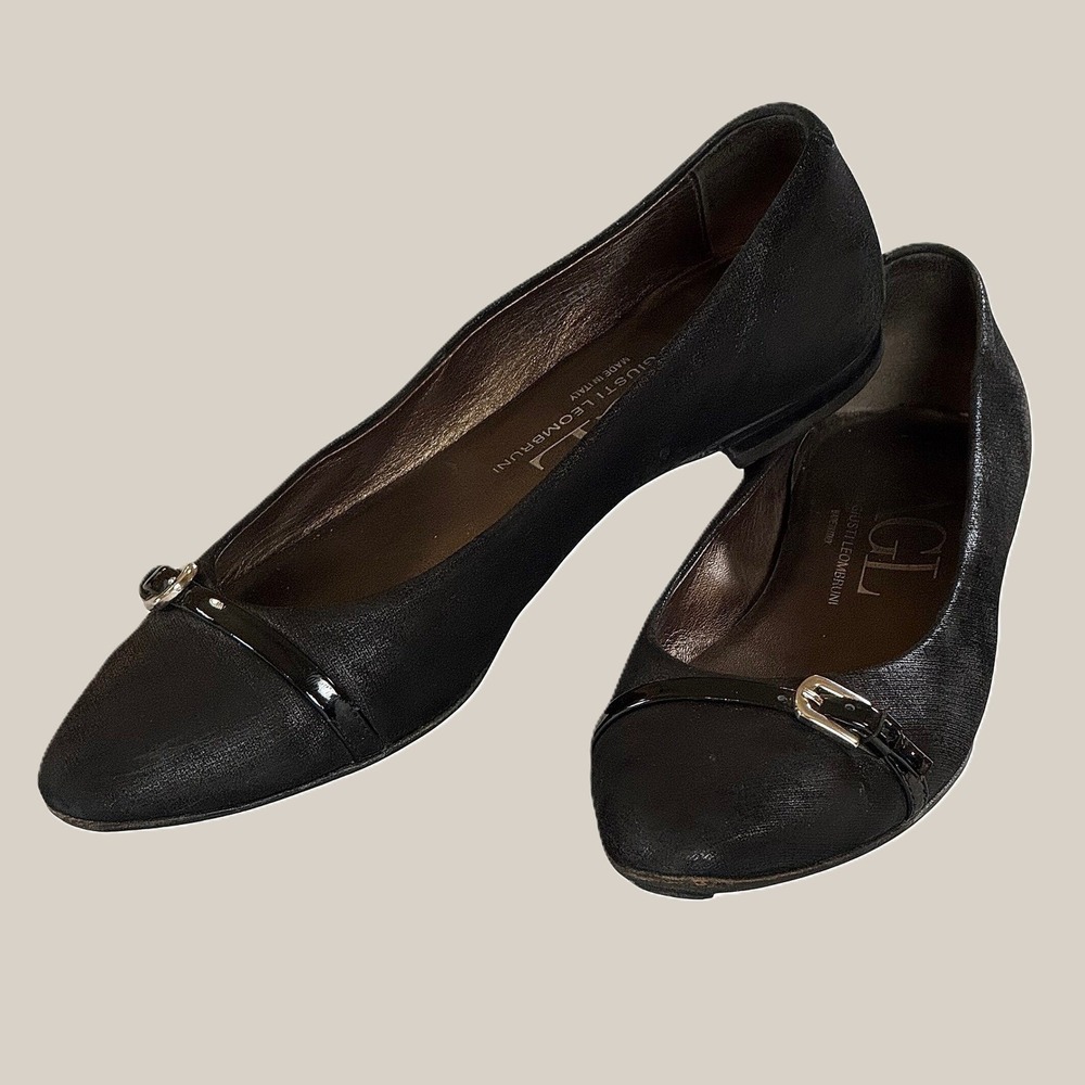 AGL Attilio Giusti Leombruni Black Leather Ballet Flats Italy EU 40 US 10